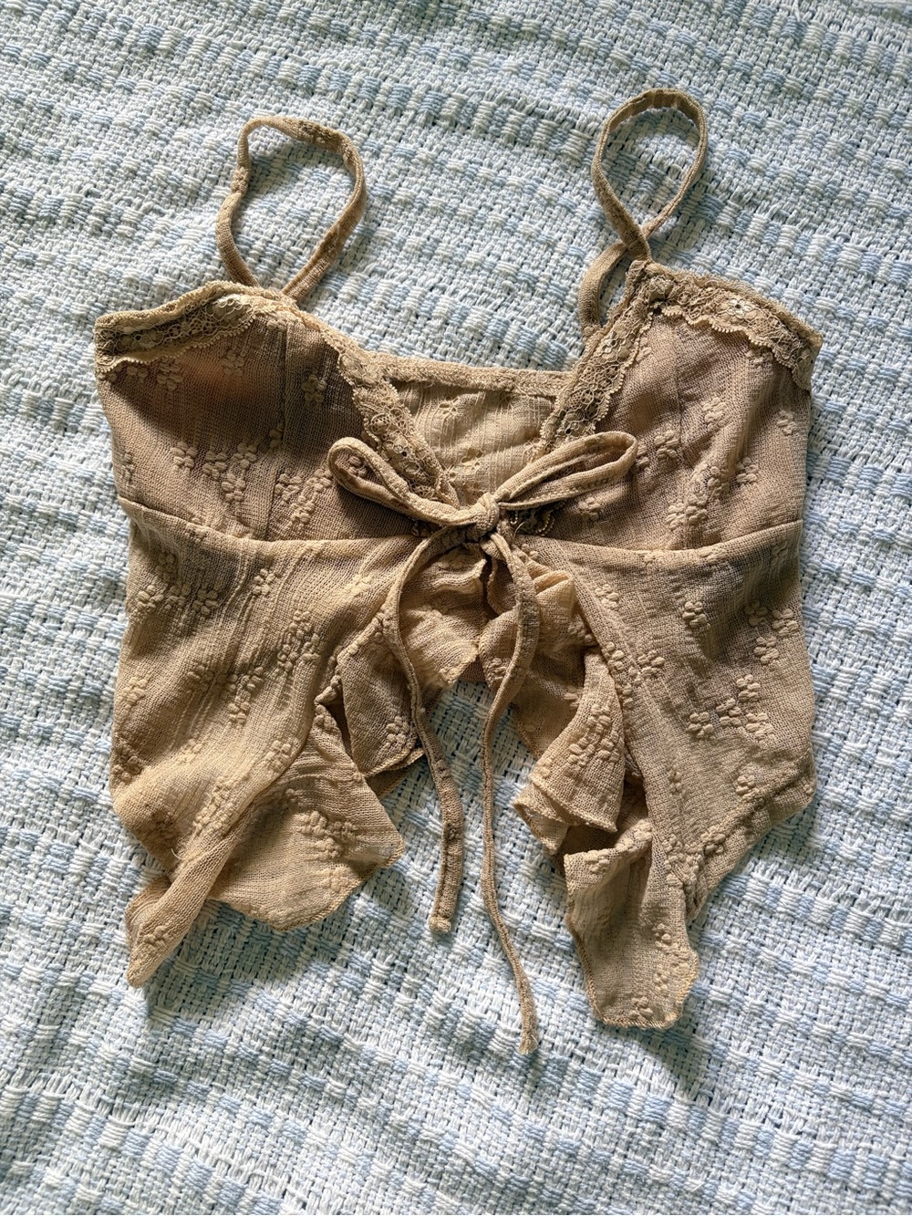 Tan Front-Tie Tank Top